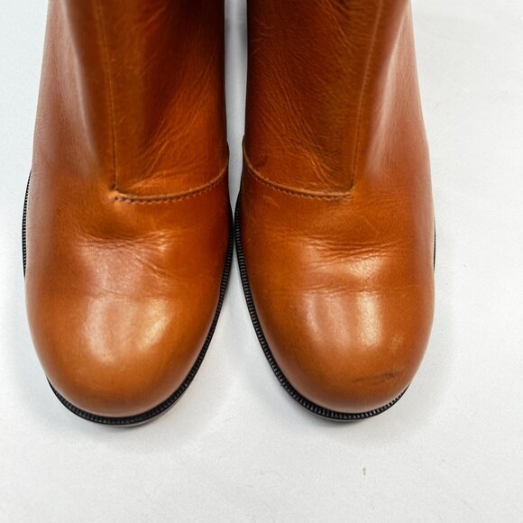 Anthropologie J Shoes Hardwick Booties Leather Buckle Block Heel Booties Brown 7 - Picture 7 of 13